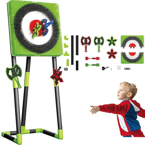 Throwing Game, Throwing Bristle Target Set with Axe Throw & Lawn Dart, Dart Combo Backyard Game, Lawn Dart Games For Indoor/outdoor green