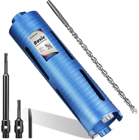DaduoRi 66mm x 240mm Long Core Drill Bit Set with 240mm,110mm SDS Plus Adaptor & Centre Pilot Bit,Diamond Core Drill Set for Brick Block Masonry Stone,1/2 BSP Thread(For hole 65 mm)
