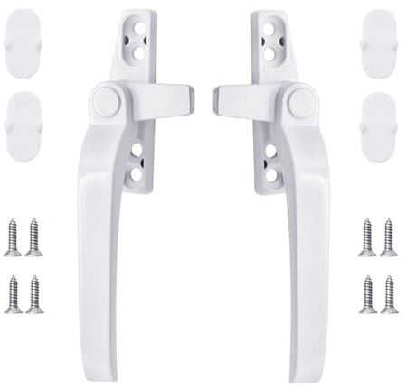 AUCANNIO 2 Pcs White UPVC Window Handles with Replacement Kit for Left and Right Hand Casement Windows, Easy Installation for Home and Office