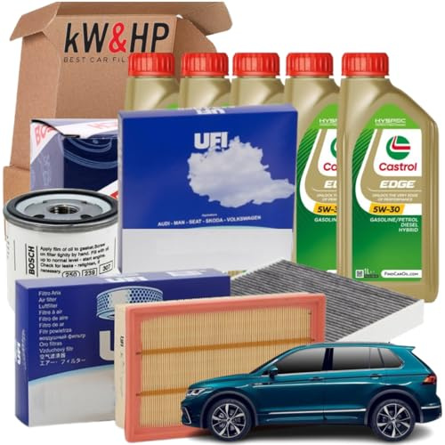 KIT TAGLIANDO 3 FILTRI + 5LT OLIO ORIGINALE EDGE 5W30 COMPATIBILE CON TIGUAN (AD1) 1.5 TSI 110kW 150CV