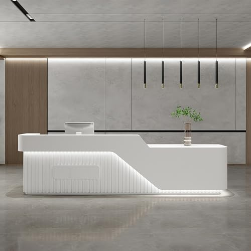 Empfangstresen, Rezeptionstheke, 72 Zoll (ca. 183 cm) breiter, gestreifter Empfangstresen mit Theke und individuellem Logo für den gewerblichen Einzelhandel, z. B. für Büros, Bekleidungsgesc
