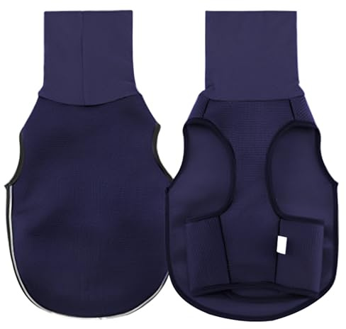 yeeplant Beruhigungsweste für Hunde, Größe M, Dunkelblau, beruhigender Komfort, Donnerjacke, 45 - 54 cm Brustumfang, Zwei-Wege-Kragen und reflektierende Streifen für Hunde