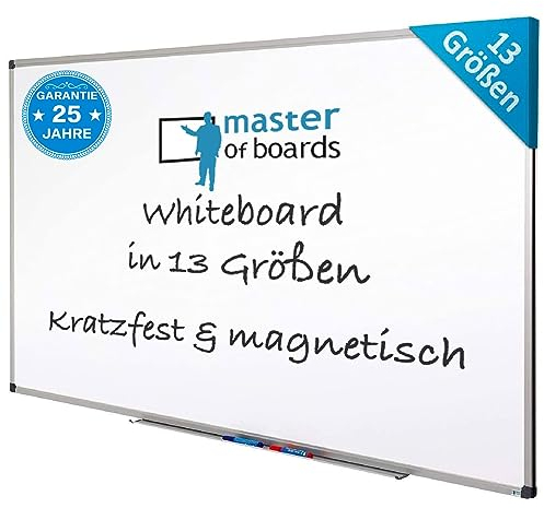 MOB Magnetisches Whiteboard 240x120cm mit Alurahmen und Stiftablage für Büro, Heim und Schule, Magnettafel kratzfest und trocken abwischbar | Magentboard in Hoch- oder Querformat