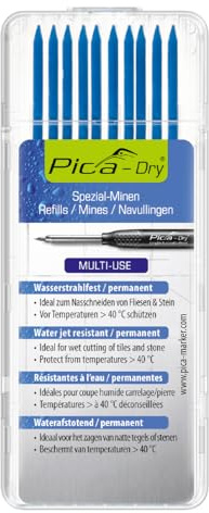 Pica 4041 I 10tlg. Ersatzminen-Set für Pica Dry 3030 I Multi-Use für fast alle Oberflächen I wasserstrahlfest und permanent I Ideal zum Nassschneiden von Fliesen und Stein I in Kunststoffbox