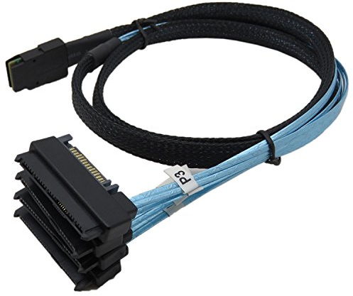 CableDeconn Mini connecteurs SAS 36 SFF-8087 vers (4) SFF-8482 avec alimentation SATA 1 m
