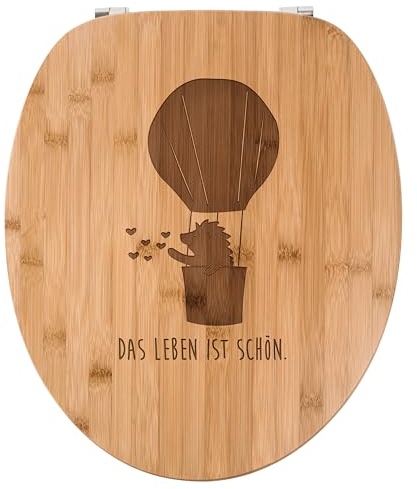Mr. & Mrs. Panda WC Sitz Igel im Heißluftballon - Geschenk, Klobrille, fliegen, WC-Sitz, Toilette, Toilettendeckel, Klodeckel