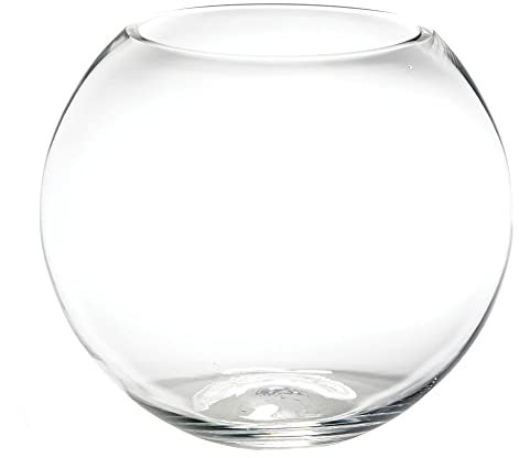 Floralcraft® 25cm Clear Glass Fish Bowl Round Centerpiece Display Vase Terrarium, Sphere Bubble Ball Flower Vase for Home Office Hotel Wedding Decoration