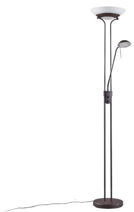 Lindby LED Stehlampe, Deckenfluter dimmbar verstellbarer Lesearm Standleuchte Metall rostfarben Standlampe Wohnzimmerlampe Leselampe