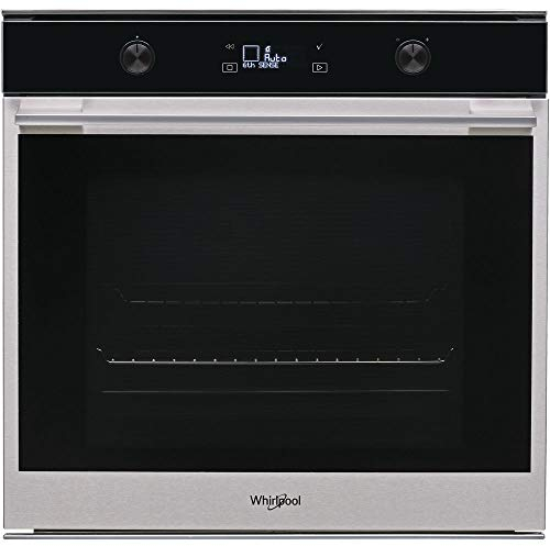 Whirlpool Europe OM5 4S P Forno Pirolitico W7, 3650 W, 73 Litri, Vetro Nero e Cornice Porta Inox Antimpronta