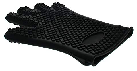 Utoolmart BBQ Hochtemperaturbeständige schwarze Handschuhe feuerfeste und schwer entflammbare Handschuhe in der Mikrowelle, 1 Stück