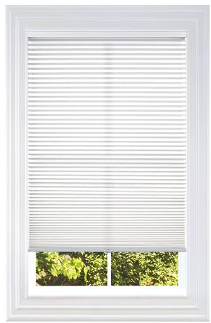 BlindsAvenue Cellular Honeycomb Cordless Polyester Shade, 9/16 Single Cell, Light Filtering, White, Size: 22.5 W x 48 H