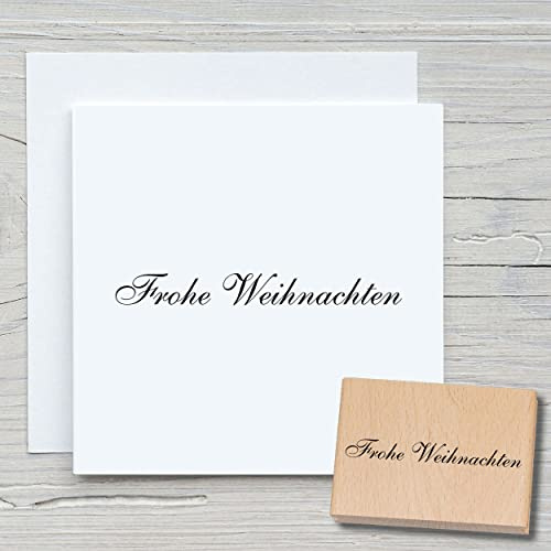 NEWSTAMPS Stempel Frohe Weihnachten 01 Motivstempel aus Holz & Gummi zum Karten und Geschenke basteln, Holzstempel für Weihnachtskarte, Advent, Schrift, Scrapbook, Textilstempel, Deko, Freunde