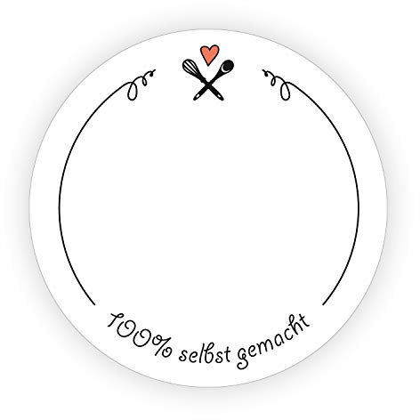 TYPOGRAPHUS 150 selbstklebende Etiketten zum Beschriften | 100% selbst gemacht | rund 50 mm - Ablösbare Papieraufkleber für Gläser, Marmelade, Einmachgläser (schwarz/weiß)