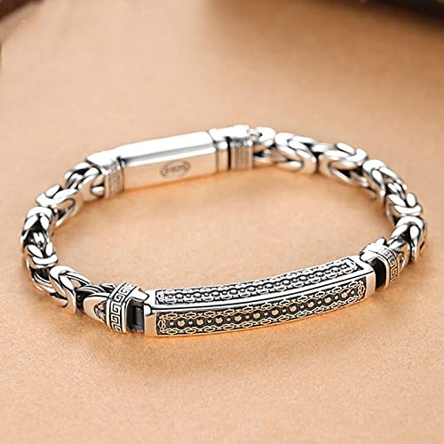 CXWK Silberschmuck Herren Armband Persönlichkeit Friedensmuster Retro Hipster Schlüsselmuster Schnalle Geschenkzubehör