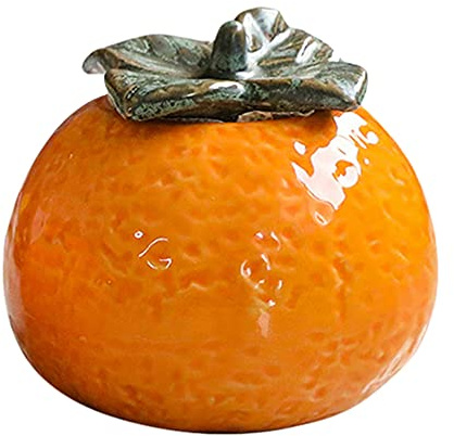 Cabilock Ceramic Orange Shaped Jar Storage Fruit Shape Tank Simulation Tea Canister Porcelain Loose Tea Caddy Storage Jar Food Containers for Home Decor