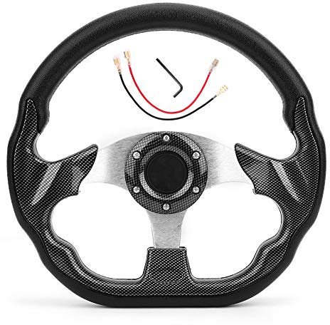 Yctze Volant de Course Universel en Fibre de Carbone 320MM - Style Racing Drift avec Bouton de Klaxon pour Dérive