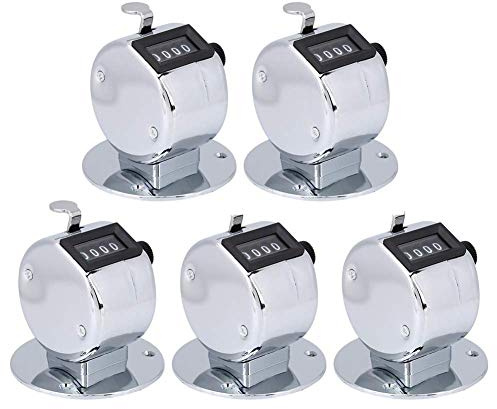 Handzähler, 5 Stück 4-stellige Klicker, Tally Clicker Counter, Metallgehäuse, FürPorts, Spiele, Familie, Wettkämpfe
