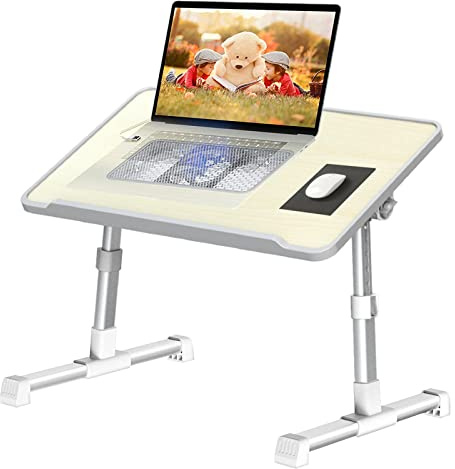 Soporte para ordenador portátil para cama, mesa plegable con ventilador integrado para leer y desayunar en el sofá