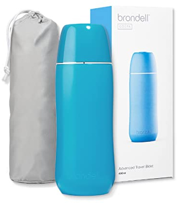 Brondell GoSpa Advanced Portable Bidet for Travel–Pop-Up Nozzle System –High-Quality Compact Bidet with Discreet Travel Bag for Convenient Storage–400mL, Blue