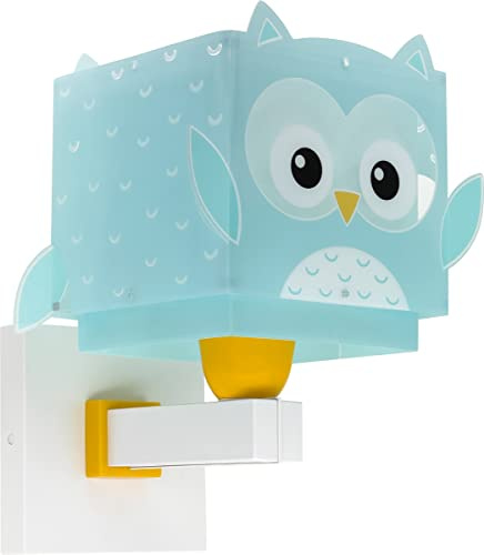 Dalber kinder Wandlampe, Kinderlampe Wandleuchte Little Owl Eule Tiere, kinder zimmer leuchte lampenschirm, Türkis | Wandleuchte; Kinderzimmer; E27 - 1 x 15W