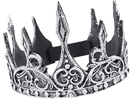 PRETYZOOM King Crown Halloween Black Crown Medieval Mens PU Foam Royal King Black Headpiece Silver Mens Noble Man, PU foam