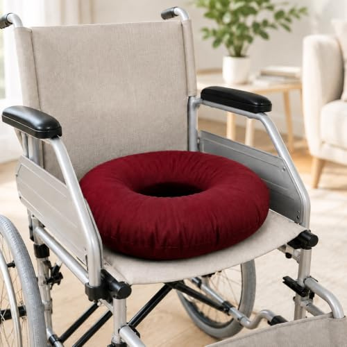 TAKIMED Coussin Circulaire en Fibre Creuse siliconée, Coussin Anti-escarres en Forme de Donut, Coussin orthopédique pour Fauteuil Roulant, Coussin pour Fauteuil, Produit Italien.