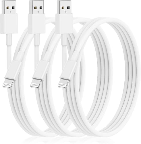 Paquete de 3 para cable de carga largo de iPhone [certificado por Apple MFi], cables de cargador de iPhone Apple Lightning a USB de 2M para iPhone 14/13/12/11/ Pro/Pro Max/Plus/Mini/iPhone SE | Cables de Carga USB a Lightning de 2m para Apple iPhone 14/13/12, XS Max, XR, X, 8/7/6/5 Plus con certificación MFi