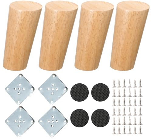 NAKUPENDA Möbelfüße Holz 4 Stück Sofafüße Holzmöbelbeine Kegel Schräg Ersatz Möbelbeine für Sofa TV Schrank Bett Couch Stuhl Teeschrank (100mm Höhe)
