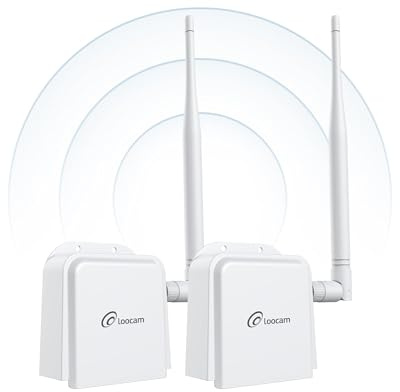 Loocam Point to Point Wireless Bridge Outdoor, 900MHz WiFi Bridge with 2000 feet Long Range Transmission Distance, WiFi HaLow with Ethernet Port, Wireless Ethernet Bridge 2 Packs