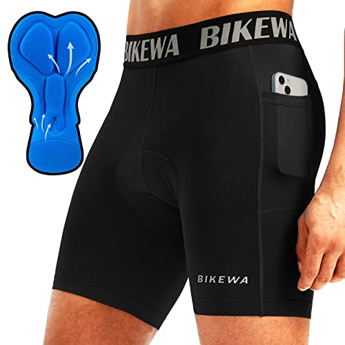 Men's 4D Padded Bike Shorts Cycling Underwear Biking Bicycle Road Riding Cycle Biker Padding Shorts for Men Side Pockets(Black,M)
