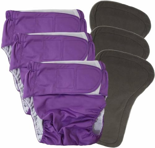 3 Pack Adult Cloth Diapers with Oversized Diaper Inserts, TPU Waterproof Nontransferable, Reusable Washable, for Men or Women, Waist 39.4-53.1(XL)
