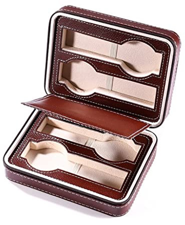 Uhrenkoffer Uhrenrolle Uhrenbox Uhrenschatulle 4 Slots Uhrendisplay Aufbewahrungsbox Tragbare Schmuckschatulle Reißverschlussbox Kohlefaser-Uhrenboxen Uhrenetui Uhren Aufbewahrungsbox ( Color : A )