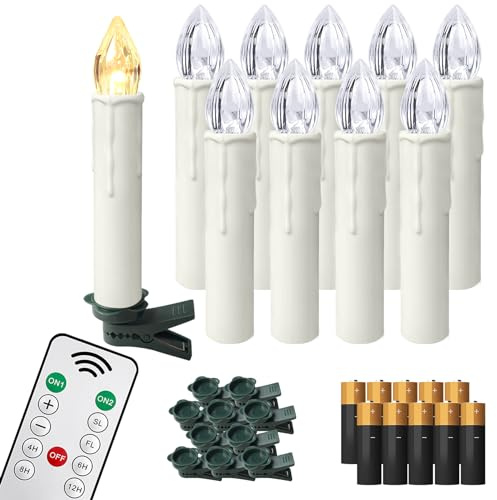 Froadp LED Kerzen mit Fernbedienung Timerfunktion und Batterie Flammenlose Weihnachtskerzen Kabellos Warmweiß LED Lichterkette IP44 Kerzenlichter für Weihnachtsbaum Hochzeit Partys (20 Stück)