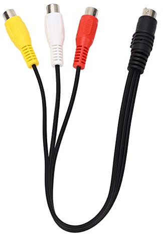 Cable adaptador de vídeo,3 RCAS Plug a 7 Pin Mini Din Plug Cable de Extensión S-Video 7 Pin Din Macho a 3 RCAS Macho RGB Composite Video Extender Cable Adaptador para DVD,Reproductores de CD,PC Laptop