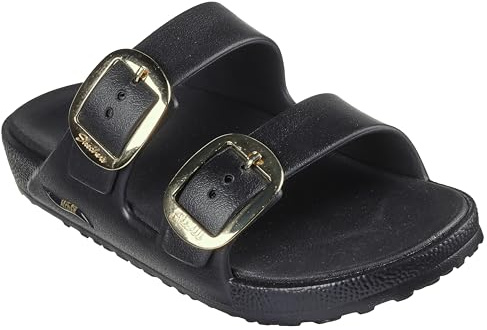 Skechers Molded Double Band Slide W Large Me Flat Sandals Black 6