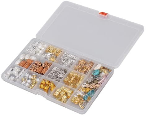 200 Stück Haarperlen Schmuck Dreadlocks Edelstein Kristall Charms Metallspulen Ringe Gold Silber Anhänger Zopfmanschetten Clips, Rohrperlen Zopfzubehör Stilvolle Haardekorationen