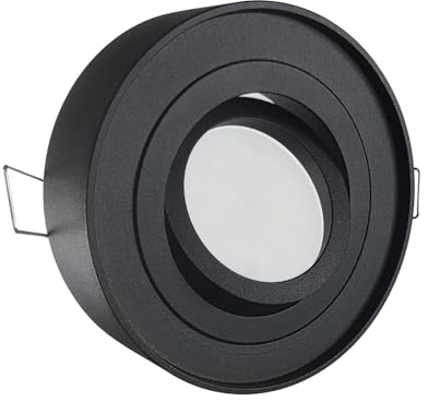 LED Aufbau Einbaustrahler schwarz pulverbeschichtet | rund | 360° schwenkbar | Lochmaß Ø 85mm - 90mm | geringe Einbautiefe 34mm | MR16 12V Farbe 5W LED warmweiß MR16 12V