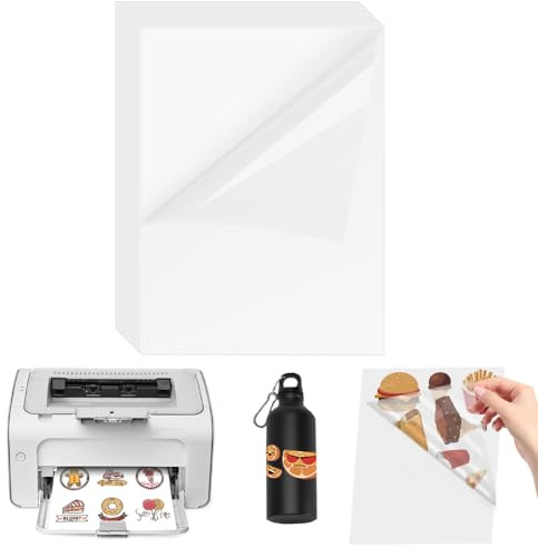 ADERTOS 50 Stk A4 Selbstklebende Folien Bedrucken Klebefolien Druckerpapier Transparent Bedruckbar Vinylfolie Inkjet Vnyl Aufkleber Sticker für Tintenstrahldrucker Laserdrucker | Druckerpapier Bedruckbar Vinylfolie Inkjet Vnyl Aufkleber Sticker für Tintenstrahldrucker Laserdrucker