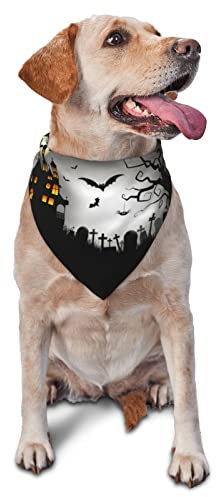 Sipeigyd Hundehalstuch, Dreieckstuch mit Aufschrift Happy Halloween, Flanell, dicke Baumwolle, Bandana für kleine, mittelgroße und große Hunde und Katzen