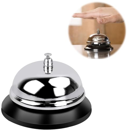 Rezeptionsklingel,Tischglocke,Rezeptionsglocke, Tischglocke Anruf Bell,Service Bell,Rufglocken,Service Glocke Klingel Mit Klarem Klang,Für Hotels, Restaurants, Schulen, Krankenhäuser (Silbrig)