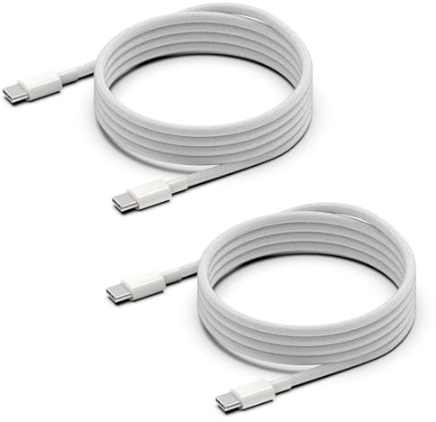 Hafiuege 60W Cable de carga trenzado USB C a USB C Rápida 3m para iPhone 15/15 Pro/15 Plus/15 Pro Max, iPad Mini 6/ Pro 2021, MacBook Pro 2020, Samsung Galaxy S23,Switch (pack de 2)