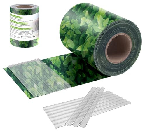 Sunnylaxx Frangivisto Recinzione Schermi di Privacy Protetto, 450g/m² PVC Schermo da Giardino 35m x 19cm con Strisce di Fissaggio, Esterno Balcone,Foglie