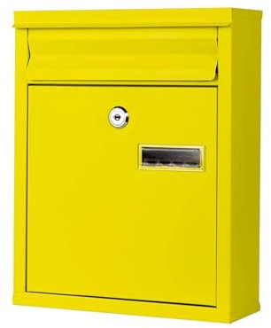 YZMJXNYY Briefkasten, Postkasten Briefkästen mit Schloss, Standbriefkasten, Wandbriefkasten, Briefkästen, Modern, Groß und Wetterfest, Einfache Montage(Yellow)