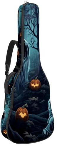 Bassgitarre Taschen mit Horror Halloween Boo Muster 23, Akustikgitarrentasche 40 41 Zoll E-Gitarrenkoffer, wasserdichte Oxford E-Gitarre Gigbag für akustische klassische Gitarre, Ukulele,