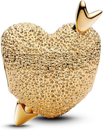 PANDORA Moments 763666C00 - Colgante de corazón de plata de ley con aleación chapada en oro, compatible con Moments