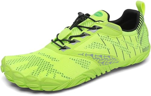 SAGUARO Scarpe Barefoot Minimaliste Uomo Donna Traspiranti Scarpe da Scogli Comode Leggere Scarpette Multisport per Trekking Trail Running Sport Acquatici Palestra, Verde Fluorescente, 41 EU