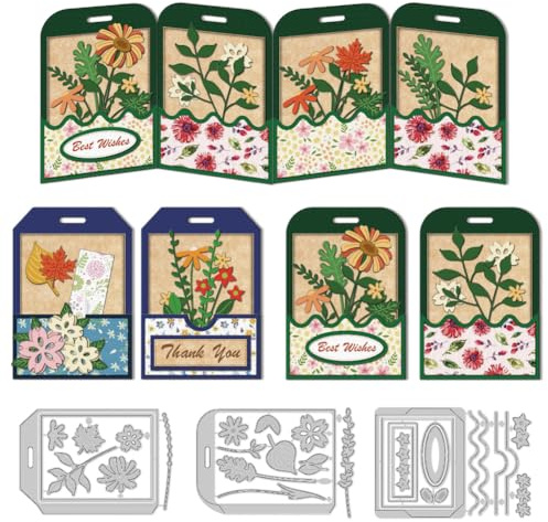 DELORIGIN Taschenstanzer Für Die Kartenherstellung Tag Blätter Blume Carbon Label Stahl Rahmen Stanzungen 3D Label Alben Geburtstag Stanzformen Scrapbooking Für DIY Geschenk Fotoalbum Papier Hochzeit