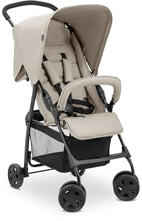 hauck Buggy Sport, ultralätt – endast 5,9 kg, för barn upp till 15 kg, liten hopfällbar, resevagn med liggfunktion, extra stor korg upp till 3 kg (beige)