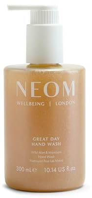 Neom Great Day Exfoliating Hand Wash, 300ml IWild mint and mandarin I Blended with orange peel to exfoliate I 100% Recyclable Bottle I Refillable