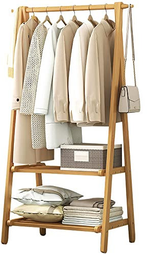 Holzgarderobe mit faltbarer, stabiler Struktur für Wohnung, Schlafzimmer, Flur, freistehende Kleiderstange (erhältlich in 66 cm/86 cm/116 cm)